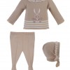Conjunto para bebé de jersey con conejito,polaina y capota