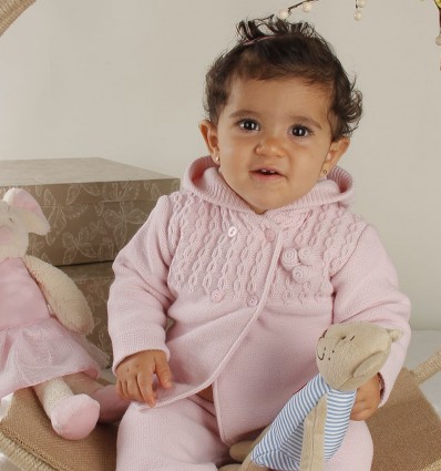 Conjunto de chaqueta y polaina para bebé rosa